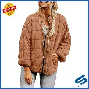 Lightweight Quilted Puffer Jacket Stand Collar Zip Up Winter Coat